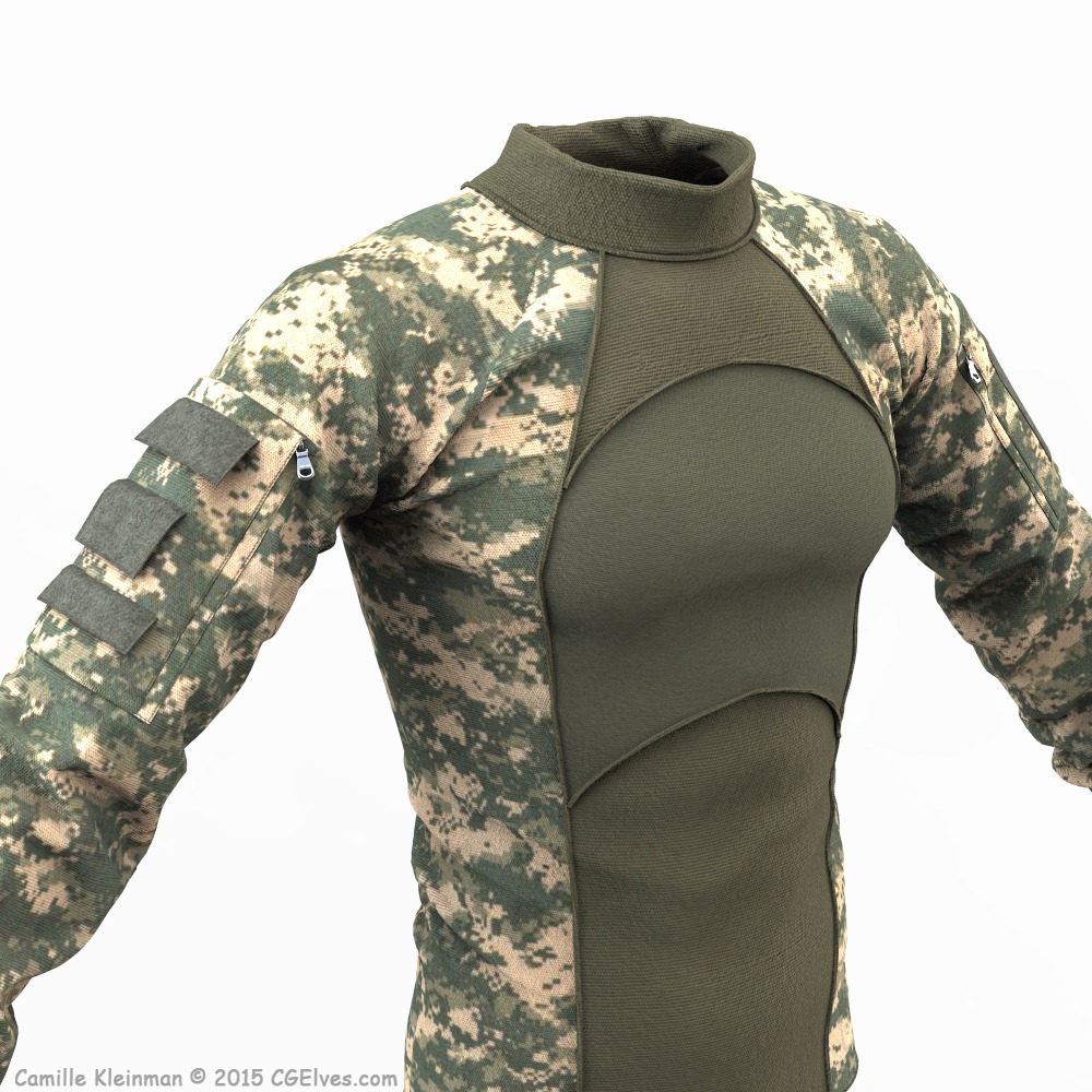 Marvelous Designer Military Shirt Rolled Collar